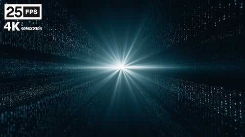 Futuristic Digital Data Stream Light Tunnel Background