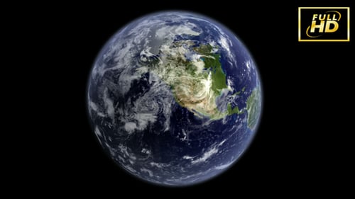 Realistic Rotating Earth Globe Animation with Clouds