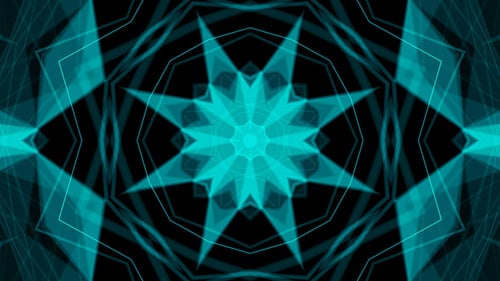 Dynamic Cyan Geometric Kaleidoscope Pattern Background