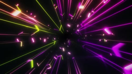 Vj Loop Of Elongated Rectangular Shapes In Retro Neon Colors