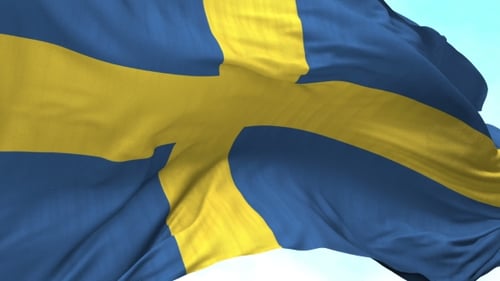Realistic Waving Sweden Flag in Natural Motion