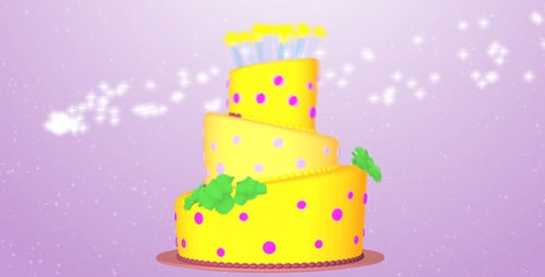 Festive Rotating Birthday Cake with Polka Dots and Stars