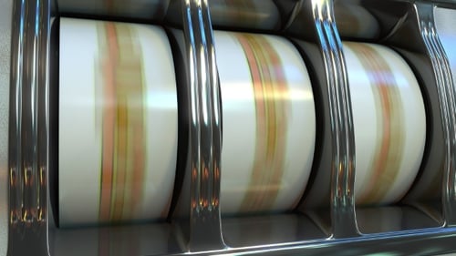 Slot Machine with Japanese Yen Currency Symbols