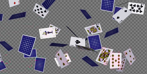 Poker Cards - Flying Around - Horizontal Loop