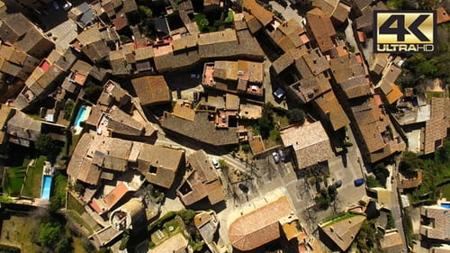 Medieval Gothic Stone Town Aerial Drone View
