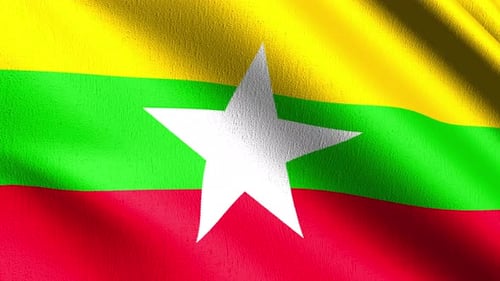 Myanmar Flag Waving in the Wind