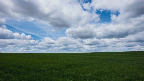 of Clouds Above Endless Green Farmland