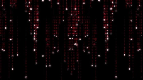 Red Digital Code Rain Loop Background Animation
