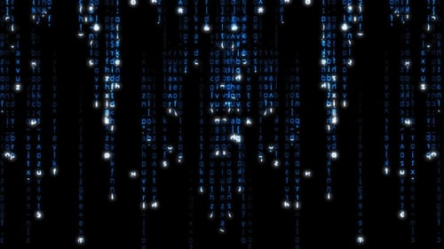 Falling Blue Digital Code Matrix Style Background