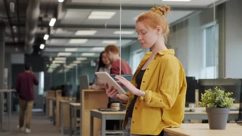 Young Female Office Worker With Tablet
