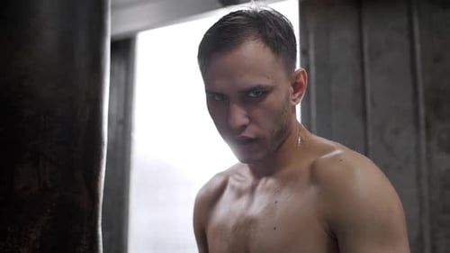 Intense Boxer Looking into Camera in Gym