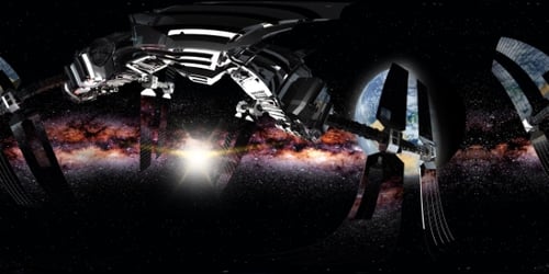 International Space Station Orbiting Earth in Virtual Reality