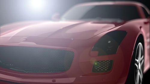 Dynamic Lens Flare on Red 3D Sports Car Render