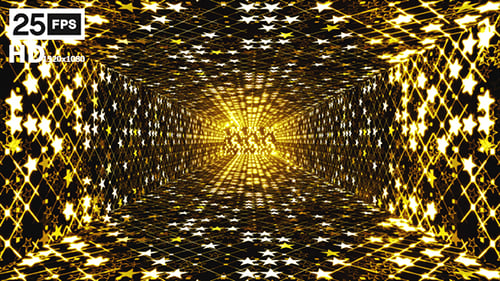 Golden Stars Sparkling Tunnel Motion Background