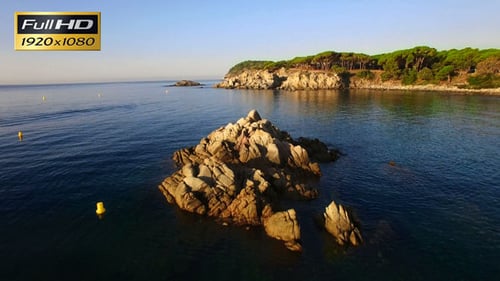 Unspoiled Mediterranean Seaside Aerial Drone View at Dawn