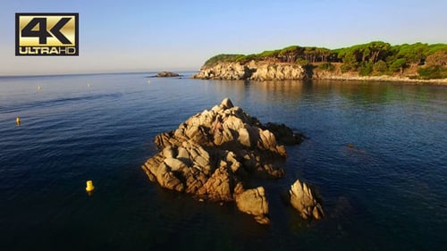 Unspoiled Mediterranean Seaside Aerial Drone View at Dawn