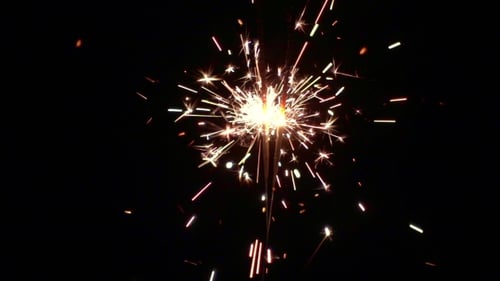 Sparkling Glittering Firework Sparkler at Night
