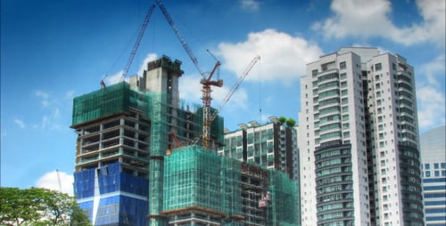 Time-Lapse of High-Rise Building Construction in City