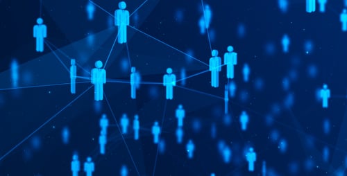 Futuristic Network of People Connecting Digital Corporate Background