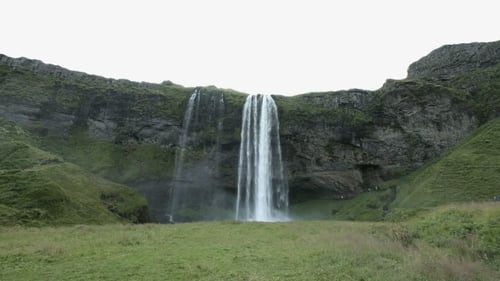 Large Waterfall in South Iceland. Seljalandsfoss Waterfall