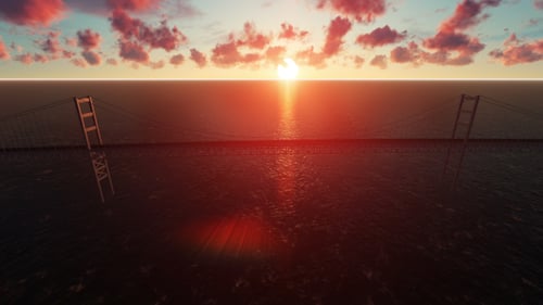 Bridge view over the Sea at Sunset