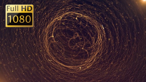 Abstract Golden Particles Swirling Tunnel Loop Background Animation