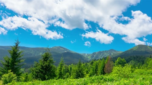 Mountain Landscape with a Fast Clouds and Shadows