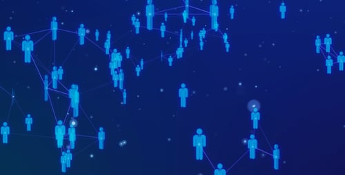 Animated Digital Network of Connecting People Icons