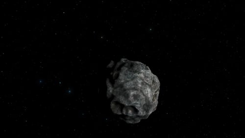 Textured Asteroid Flying Through Starfield in Modern Style