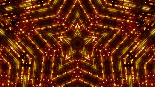 Glowing Stars Kaleidoscope Loop with Golden Light Rays