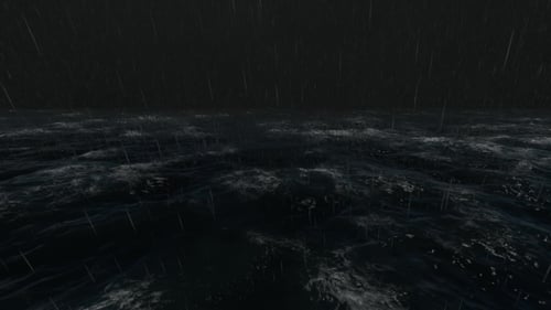 Lightning Above Stormy Sea Ocean