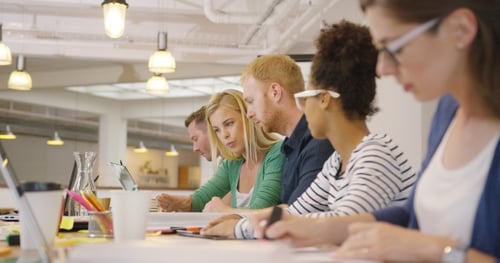 Team in Contemporary Office Working