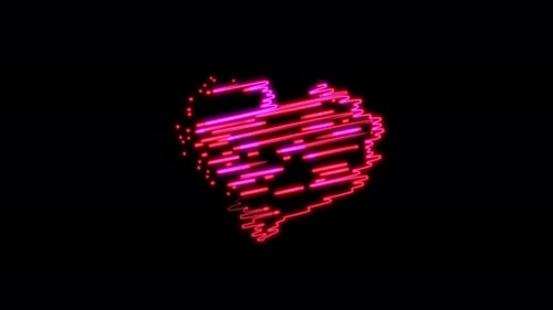 Animated Neon Heart Outline with Glowing Lines