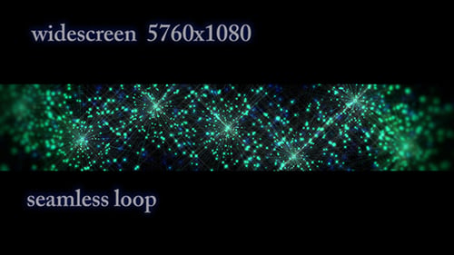 Widescreen Fireworks with Green Particles
