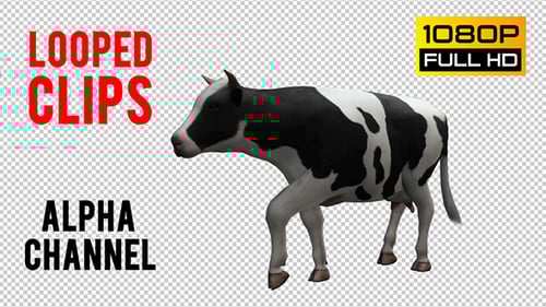 Realistic 3D Dairy Cow Walking with Alpha Channel