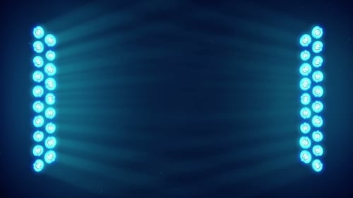 Bright Stage Lights Flashing in Blue Color