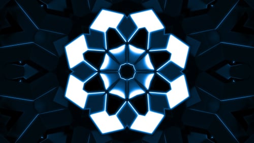 Glowing Blue Geometric Kaleidoscope Abstract Motion Background