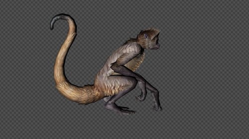 3D Animated Fantasy Creature Posing with Alpha Channel