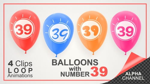 Animated Number Balloons Loop for Celebrations