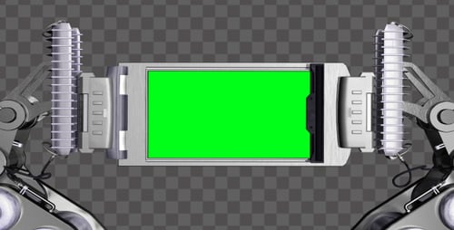 Futuristic Robotic Arms Reveal Green Screen Display