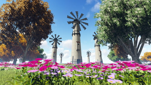 Windmills and Flowers