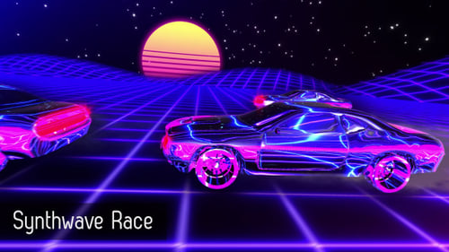 HD Synthwave Race Retrofuturistischer Hintergrund