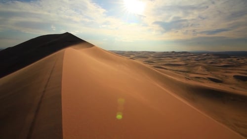 Beautiful Sunset in the Desert. Sandstorm on the Dune