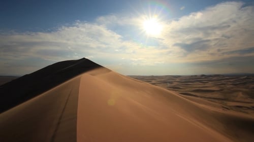 Beautiful Sunset in the Desert. Sandstorm on the Dune