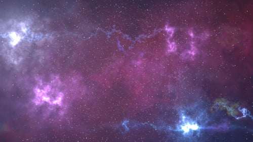 Flying Through Colorful Cosmic Nebula and Stars Background