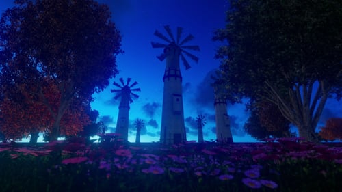 Moulins à vent de nuit