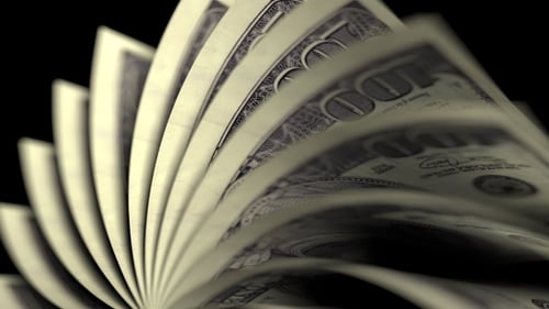 Seamless Loop Animation of Fanning US Hundred Dollar Bills