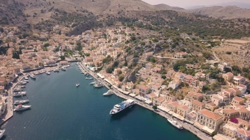 Small Town with Colorful Houses on Symi Island