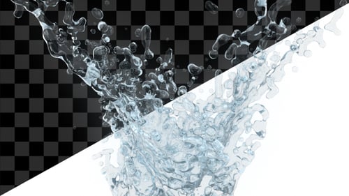 Realistic Water Splash Eruption on Black Background