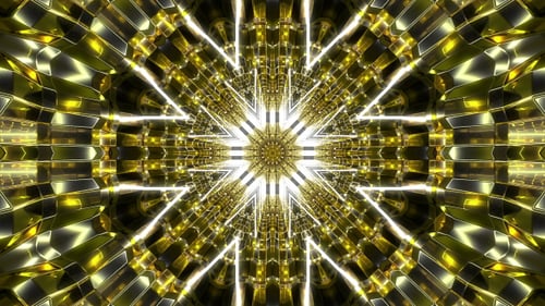 Golden Futuristic Geometric Star Tunnel VJ Loop